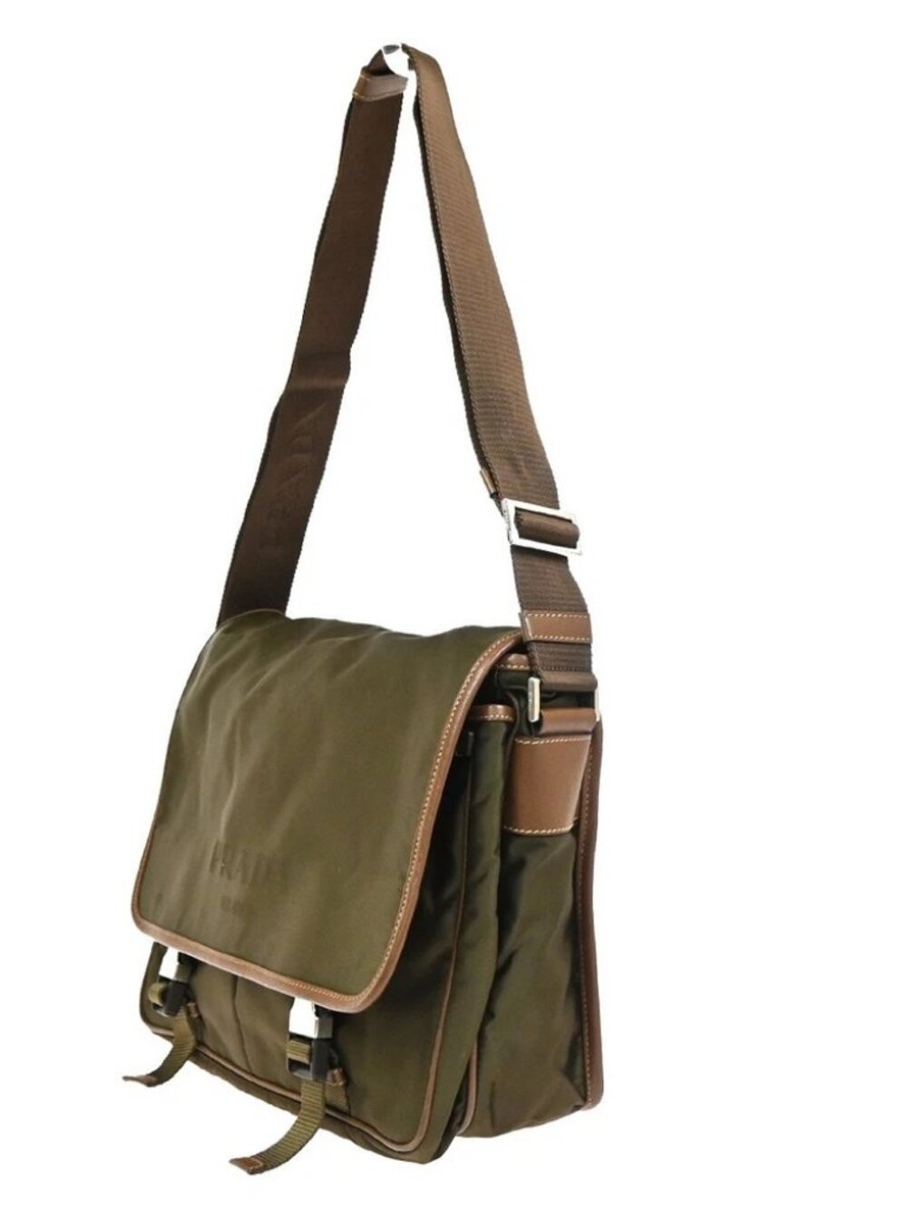PRADA MILANO Tessuto Messenger Shoulder Bag Nylon Leather Italy Khaki 32CA854 - Picture 2 of 14